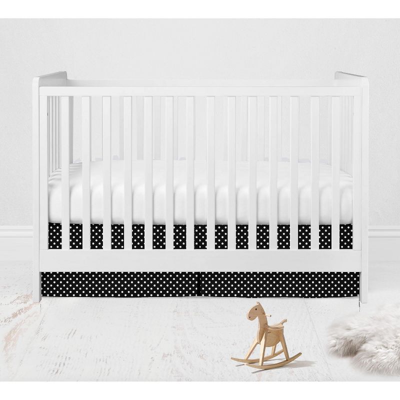 Bacati - Pin Dots Crib/Toddler Bed Skirt - White/Black, 1 of 5