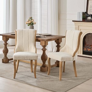 Sapphtopaz Velvet Dining Chairs Set of 2 Upholstered Kitchen Chair with Curved Wood Trim & Sculpted Legs Accent Chairs for Living Room, Kitchen - 1 of 4