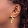 Black Bow Jewelry Polished and Textured 14k White Gold Bent Double Hoop Earrings, 32mm - 3 of 4