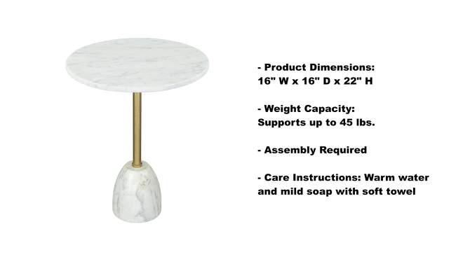 Charmayanne Side Table Marble White - ZM Home, 2 of 13, play video