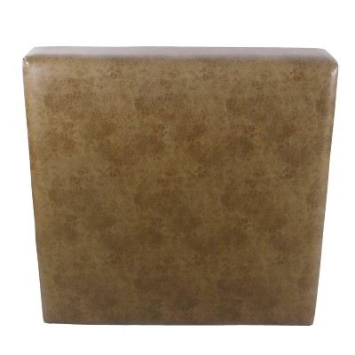 Light Brown Faux Leather Square Coffee Table Ottoman