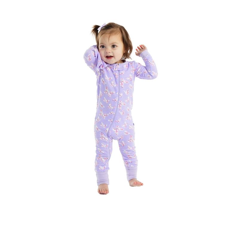 Sleep On It Infant Girls Long Sleeve Super Soft Snuggle Jersey Zip-Up Coverall Pajama with Matching Blankey Buddy, 4 of 5