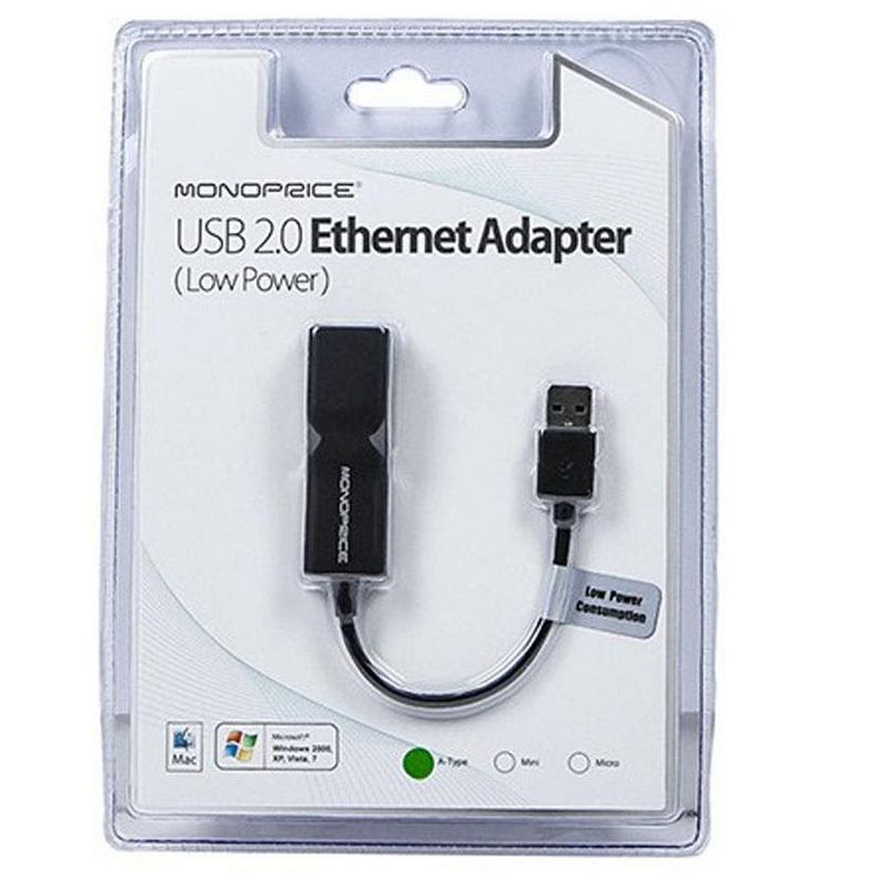 Monoprice Low Power USB 2.0 Fast Ethernet Adapter For PC, Mac Desktop Or Laptop Computer, Supports Full & Half-Duplex Operations, 4 of 5