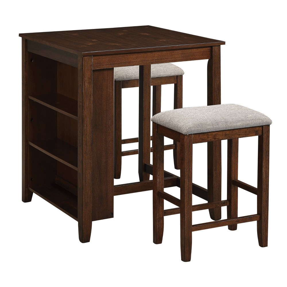 1 Table and 2 Stools Walnut Finish with Regal Bar Height Dining Set - OSP Home Furnishings