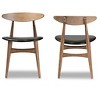 Set of 2 Edna Mid-Century Modern Dining Chairs: Black Faux Leather & Oak - Baxton Studio - 2 of 4