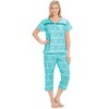 Collections Etc V-Neck Lace Trim Floral Pattern 2-Piece Capri Pajama Set - 2 of 4