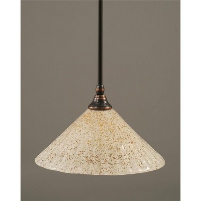 Toltec Lighting Any 1 - Light Pendant in  Black Copper with 12" Gold Ice Shade