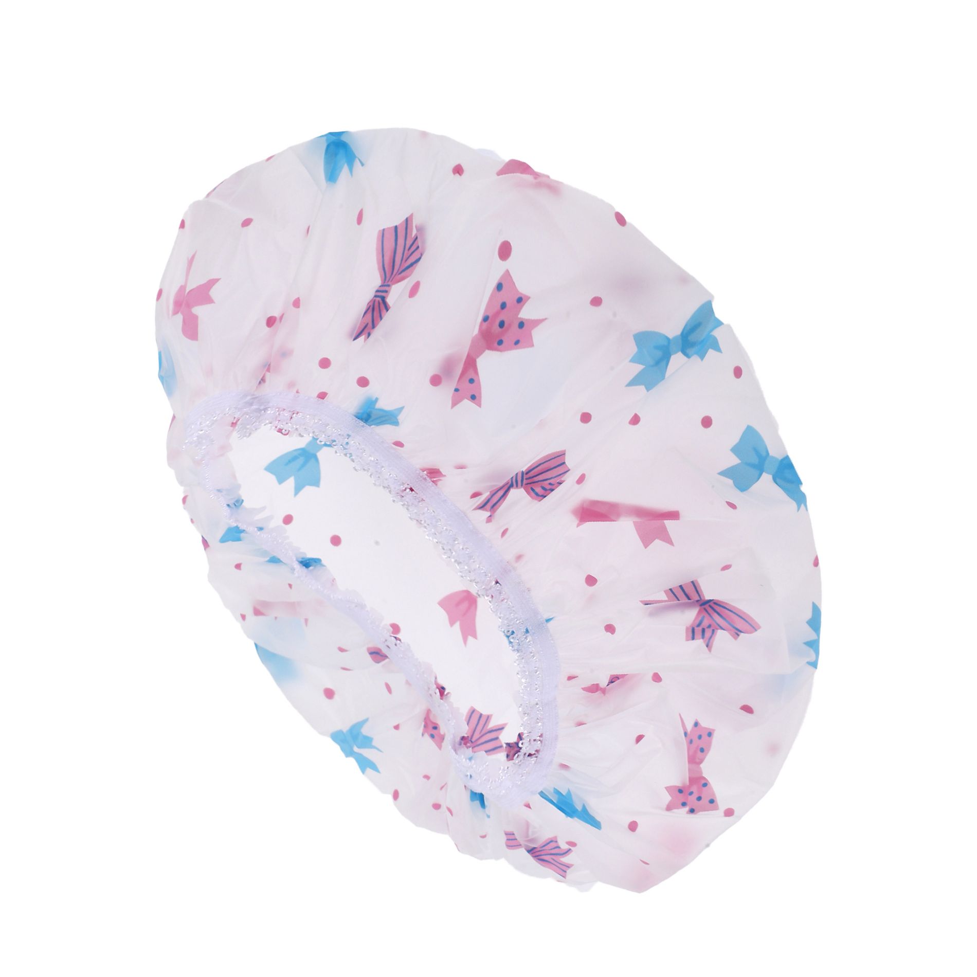 Unique Bargains Women's Comfortable Shower Cap Blue Pink 1 Pc