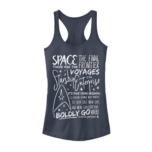 Juniors Womens Star Trek 5-Year Mission Text Racerback Tank Top - 1 of 3