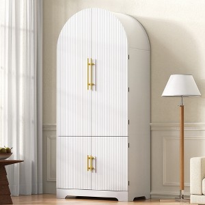 Whisen 72" Tall Arched Kitchen Pantry Cabinet, Fluted Storage Cabinet, Versatile Cupboard with 8 Door Shelves - 1 of 4