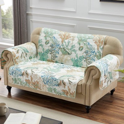 Atlantis Jade Coastal Reversible Loveseat Slipcover