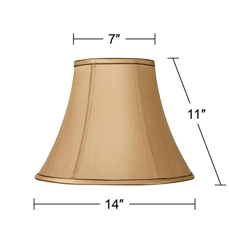 Springcrest Tan and Brown Medium Bell Lamp Shade 7" Top x 14" Bottom x 11" High (Spider) Replacement with Harp and Finial, 6 of 7