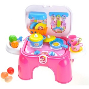 AZ  Import Portable Kids Kitchen Cooking Set Toy With Lights And Sounds, Folds Into Stepstool - 1 of 4