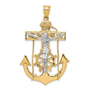 Black Bow Jewelry 14k Two Tone Gold X-Large Mariner's Crucifix Cross Pendant, 35 x 58mm - 1 of 4