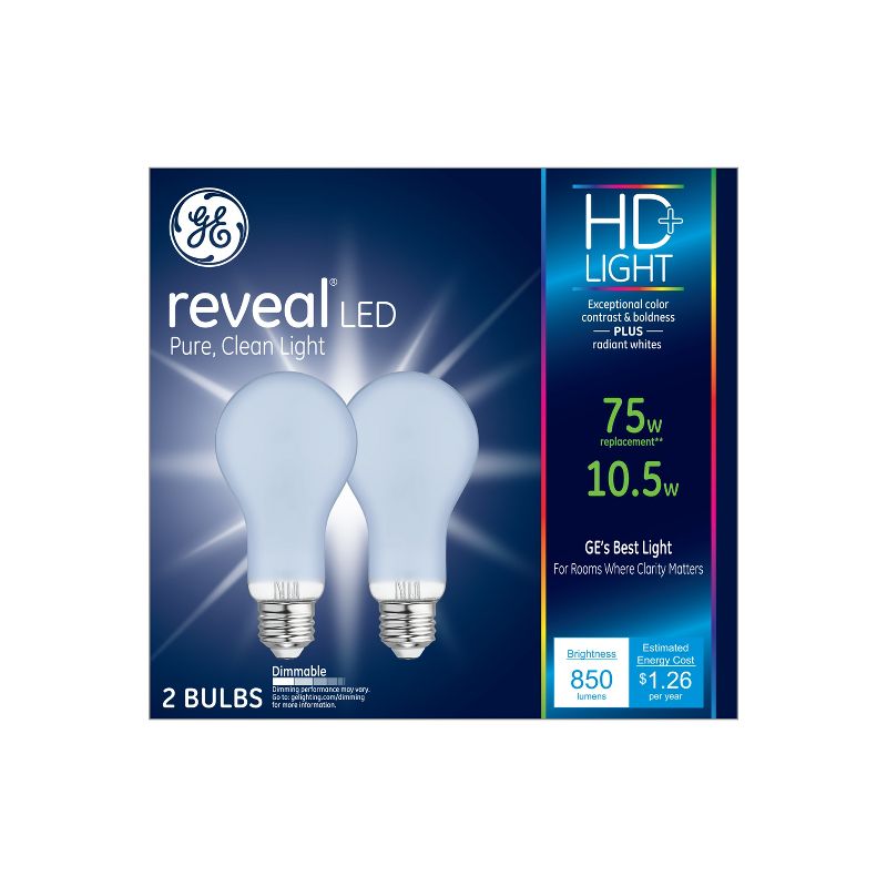 GE 2pk 8.5W 75W Equivalent Reveal LED HD+ Light Bulbs, 3 of 4