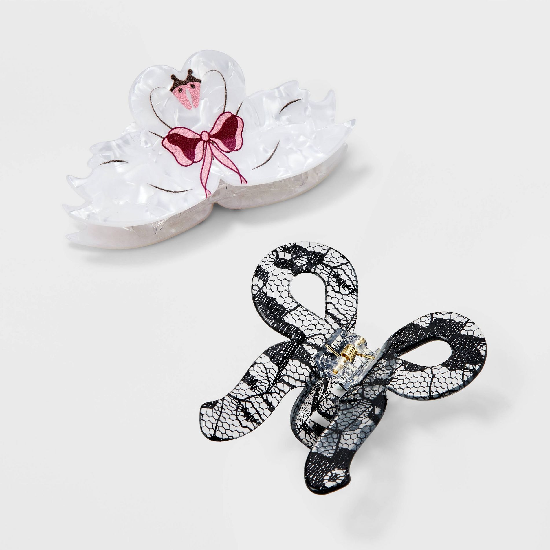 Girls' 2pk Swan and Bow Claw Clip Set - art class™