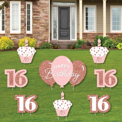 Rose Gold Birthday online Yard Card Quickflash & Flair