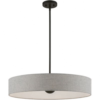 Elmhurst Black Nickel Glass LED Drum Pendant Light