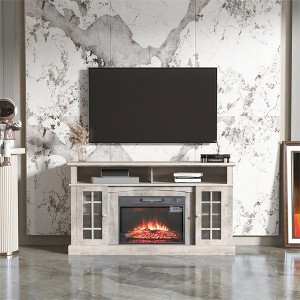 58Inch / 47Inch Fireplace TV Stand Media Furniture With Open Storage Shelves Cabinets TVs Entertainment Table - 1 of 3