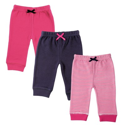 Hudson Baby Infant and Toddler Girl Cotton Leggings 3pk, Light Pink Blue,  3-6 Months