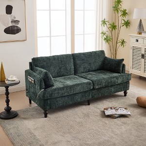 CAVINAS Chenille Sofa Bed with LED light and USB Charging Port,Upholstered Loveseat Sofa with Storage Bag for Living Room,Bedroom - 1 of 4