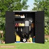 Vertical Outdoor Storage Shed, 57 Cu. Ft. Waterproof Resin Cabinet for Space-Saving Patio, Garden Tool, and Pool Equipment Organization - Black - 3 of 4