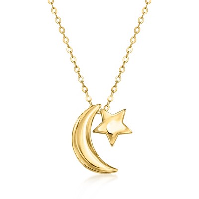Ross-Simons Italian 10kt Yellow Gold Moon and Star Necklace