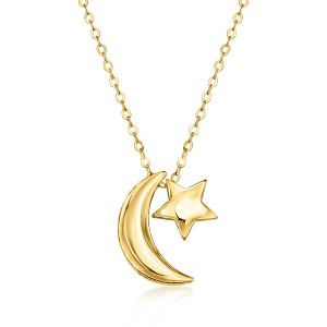 Ross-Simons Italian 10kt Yellow Gold Moon and Star Necklace Size 18 - 1 of 3