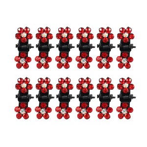 Unique Bargains Girl's Metal Rhinestone Mini Floral Hair Claw Clip 12 Pcs - 1 of 4