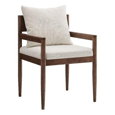 Modway  Remington Mid-Century Modern Wood Fabric Dining Room Chair in Salt – with Open Back and Elm Wood Frame for Kitchen or Living Room
