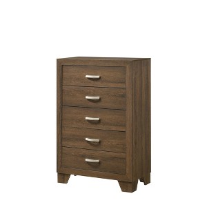 Oak Finish Chest dressers with Five Spacious Drawers and Smooth-Glide Drawers - 1 of 4