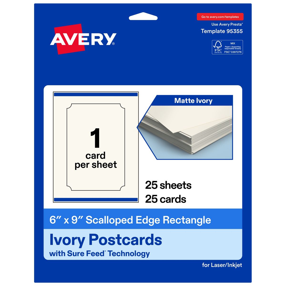 Avery Matte Ivory Postcards, 6" x 9" Rectangle Scalloped Edge - thumbnail 9