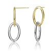 Guili Luxe Contrast 14K Gold Plated Two-Tone Oval Drop Earrings, a Stylish and Modern Accessory that Blends Classic Beauty with Contemporary Design - 2 of 3