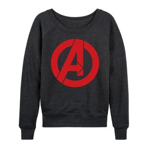 Women's - Marvel - Avengers A Logo Lightweight French Terry Wide Neck Long Sleeve Shirt - 1 of 4