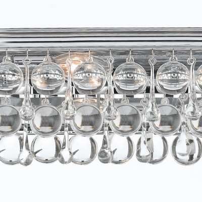 Polished Chrome 8-Light Dimmable Vanity Fixture with Clear Glass Drops
