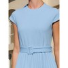 INSPIRE CHIC Women's Mock Neck Cap Sleeve Belted A-Line Midi Pleated Dresses - 4 of 4