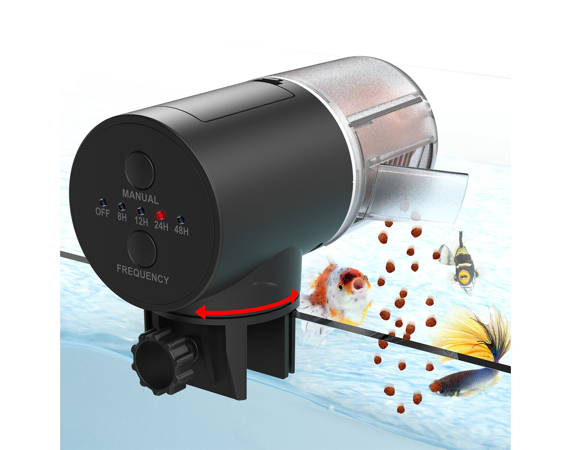 JuzPetz Automatic Fish Feeder for Aquarium, 200ml Auto Fish Feeder Dispenser Timer for Fish Turtle Tank Compatible with Flakes & Pellets for Vacation