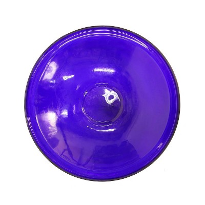 Cobalt Blue Crackle Glass Hanging Birdbath Bowl