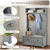 Acekool Gray Metal Hall Tree with Bench, Entryway Coat Rack Hooks & Open Storage Shelves, Compact Organizer for Entry - 2 of 4