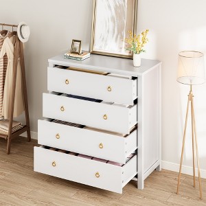 4-Drawer Dresser for Bedroom, White Modern Tall Chest of Drawers - Storage Dresser with Anti-Tip Design - 1 of 4