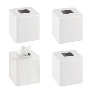 mDesign Metal Square Modern Tissue Box Cover Holder for Bathroom - 1 of 4