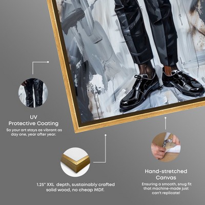 Man of Style Black and White Canvas Print with Gold Frame