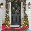 Potted Artificial Christmas Tree, Pre-Lit Holiday Xmas Tree with 78 Lights, Tabletop Snow Flocked Christmas Tree with Pine Cones, Sleigh-Shaped Base - 2 of 4