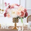 BRINJOY Artificial Pink Flower Set - Silk Dahlias, Roses & Peonies with Stems for DIY Bouquets and Home Decor - 2 of 4