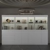 FUFU&GAGA Modular Kitchen Pantry Cabinet Dining Room Sideboard with Lighting and Glass Doors - 3 of 4