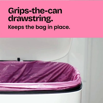 Glad ForceFlex MaxStrength Tall Kitchen Drawstring Pink Trash Bags - Cherry Blossom - 13gal/45ct