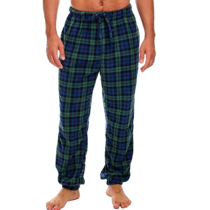 ADR Polar Fleece Pajama Pants for Men, Joggers, Sweatpants, PJ Bottoms Black Plaid Medium (A0968AGKMD)
