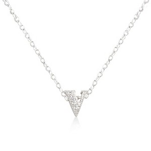 Slickblue 16" Adjustable Rhodium Initial Necklace, Pave Set Cubic Zirconia, Choose from f/v/w/z Letters - 1 of 3