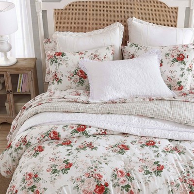 Laura Ashley 2pc Twin Ashfield Cotton Flannel Comforter Set Red Target