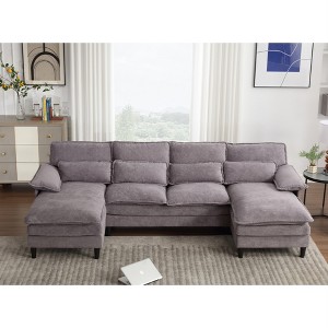 4 Seater U Shaped Modular Sectional Sofa Couch for Living Room, corner sofa with 4pcs waist pillows - 1 of 4